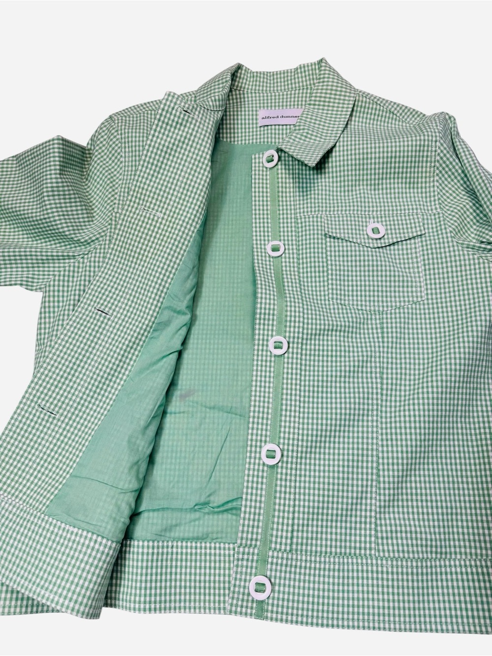 NWT New Alfred Dunner Kiwi Green Just Checking Cotton Jacket Size 12 - Picture 5 of 12